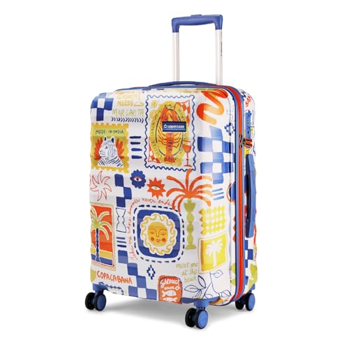 uppercase Holidaze Medium Printed Trolley Bag with TSA Lock, Anti-Theft Zippers and Double Wheels, Durable Design for Travel, Suitcase for Men & Women