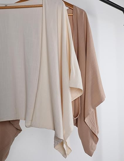 Women's Linen Cardigan 3/4 Sleeve Open Front Loose Cover Ups Lightweight Shrug3