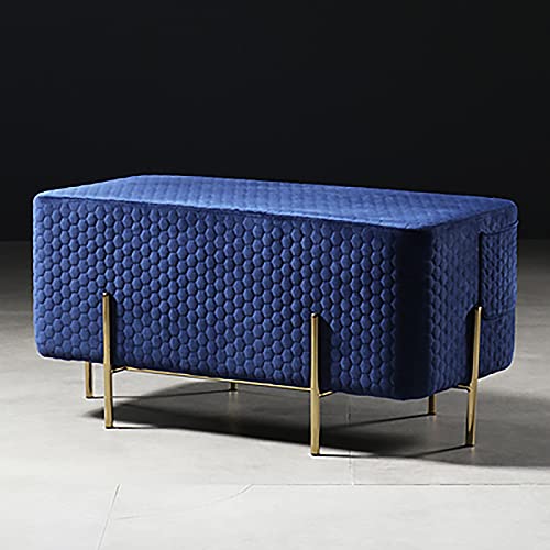 Pouf velours de qualité supérieure canapé d'appoint bleu 88 cm