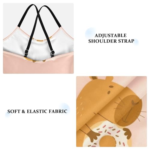 Girls One Piece Swimsuits Capybara with Donut and Coffee Sport Halter Swimwear Beach Bathing Suit, 3T3