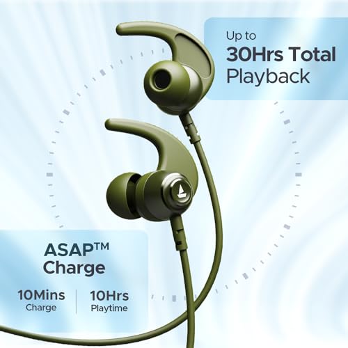Image of boAt Rockerz 268 Bluetooth in Ear Earphones with Beast Mode, ENx Mode, ASAP Charge, Upto 25 Hours Playback, Signature Sound, BTv5.2 & IPX5(Fern Green)