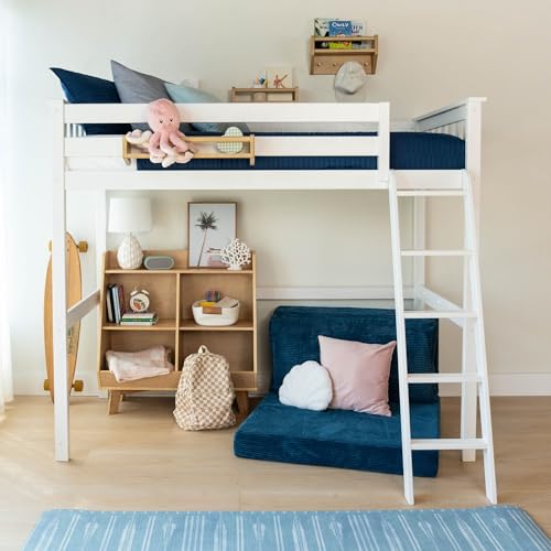 Image of Max & Lily High Loft Bed, Twin Bed Frame for Kids, White