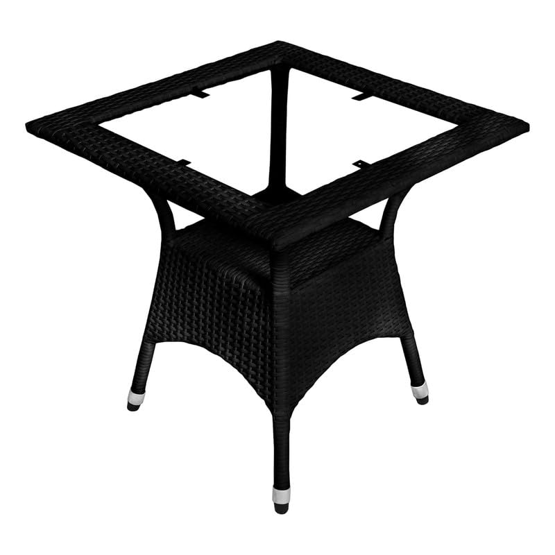 Image of Amazon Brand - Solimo Rattan Wicker 4 Seater Patio Seating Set | 4 Chair and 1 Square Glass Topped Table Set | Coffee Table Furniture for Balcony, Garden, Terrace, Indoor, Outdoor Use (Black)