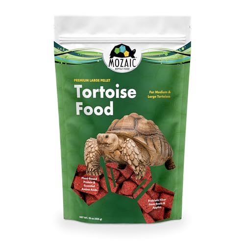 Mozaic Tortoise Food - 15 oz Bag - Premium Large Pellets for Sulcata, Russian, Red-Footed, Hermann's, & Desert Tortoises - Complete Formulated Diet with Essential Amino Acids & Nutrients
