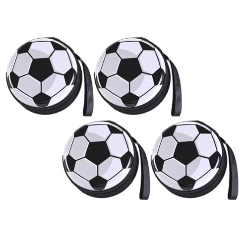Abaodam Bolsa de Hojalata Redonda para Monedas Estampado de Fútbol, Set de 4 Unidades en Colores Aleatorios, Monedero Pequeño y Creativo Adecuado para Cambio y Accesorios Color Aleatorio