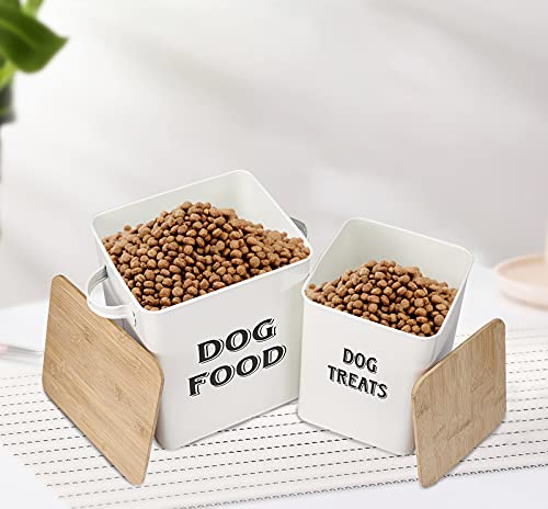 Pethiy Dog Food and Treats storage tin Containers Set with Scoop for Dogs-Tight Fitting Wood Lids-Coated Carbon Steel… - Image 3