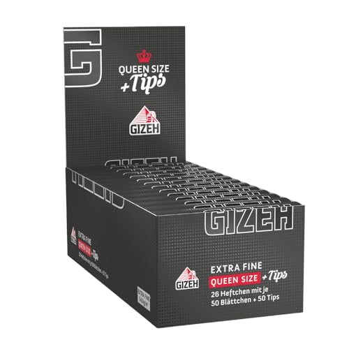 Gizeh Black Queen Size 1/14 + Tips-26 Pack de 50 hojas de papel de liar + 50 puntas de celulosa 12 x 6 x 4 cm, color negro