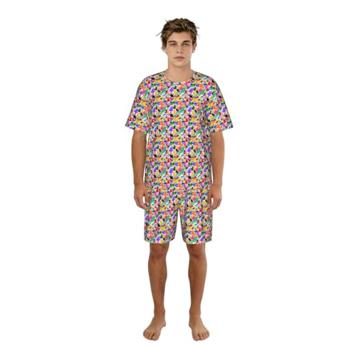Pyjama court homme léger et respirant motif empreintes