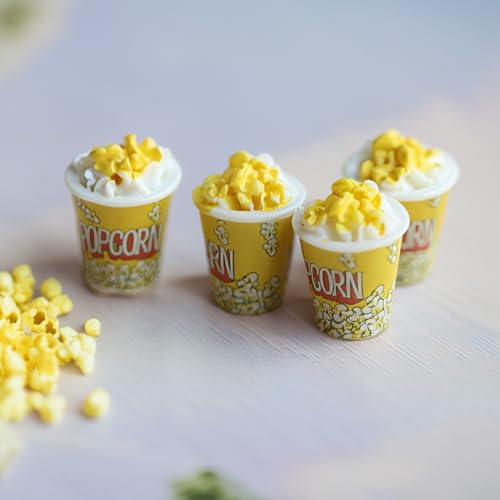 Realistic Miniature Popcorn Buckets 10pcs Resin Food Prop