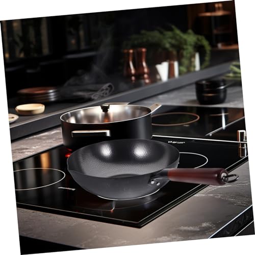 Wok de hierro forjado con mango de madera ergonómico miniatura 6