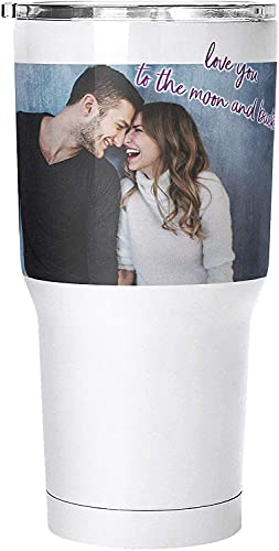 Custom Photo Tumbler w/Splash Proof Lid, 20 oz - Photo Gifts For Him & Her - Double-Side Printed Insulated Travel Coffee Mug with Any Picture and Text - Personalized Gifts, Gifts for Parents