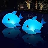 Goallim Schwimmende Solar-Pool-Lichter, Delfin, leuchtet im Dunkeln, Solar-Pool-Lichter, die schwimmen, IP68 wasserdicht, aufblasbar, solarbetrieben, schwimmende Lichter für Pool, Teich, Hochzeit