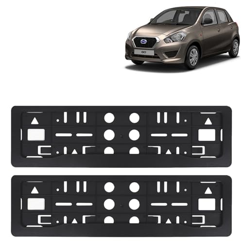 Image of KINGSWAY Go Car Number Plate Frames for All 2014 to 2020 Models of Datsun Car Registration Plate Holders, Black Licence Plate Covers (Front and Rear), Universal Size 51.5 x 14.5 cm