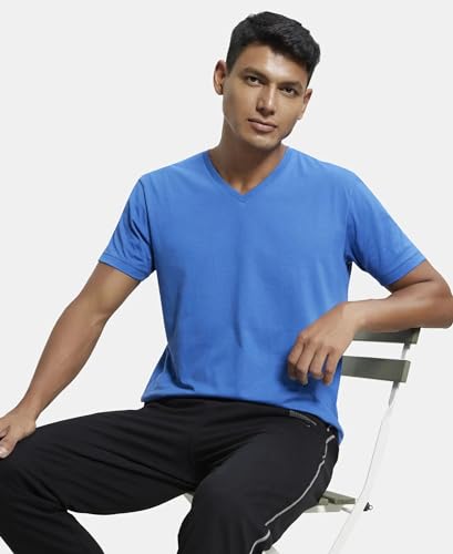 Image of Jockey 2726 Men's Super Combed Cotton Rich Solid V Neck Half Sleeve T-Shirt