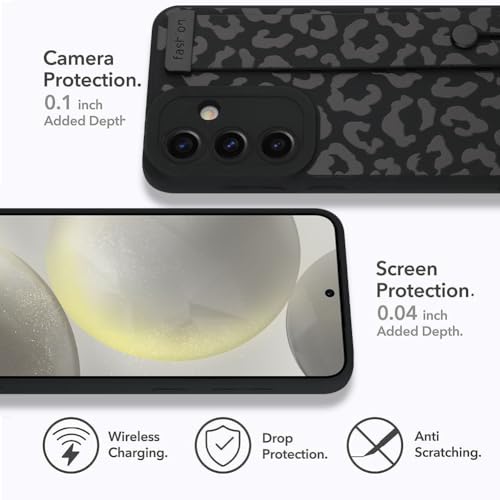 Image of Compatible with Samsung Galaxy S24 Case with Strap Wrist Black