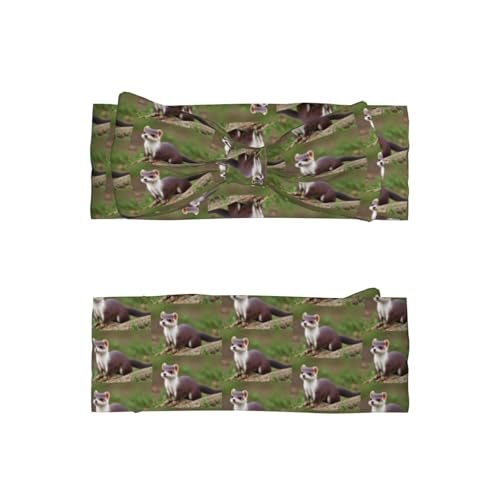 cute weasel Prints Baby Bow Headband Super Stretchy Soft Bows Hair Accessories for Newborn Infants Toddlers Kids Girls2