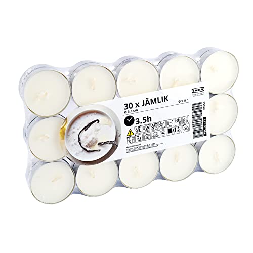 Ikea Jamlik Vanilla & Warm Milk Scented Tealight Candles, Light Beige, 3.5 Hours - Set Of 120, 3.8Cm #TOP1