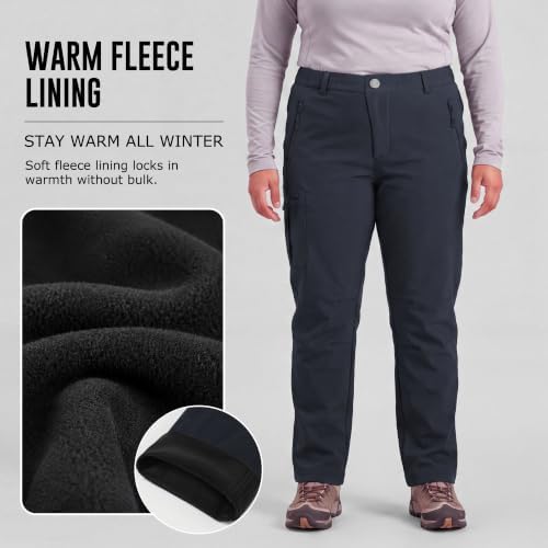 YOHOYOHA Plus Size Fleece Lined Winter Pants for Women with 4 Zipper Pockets 16W-26W Deep Bule 6XL - 2