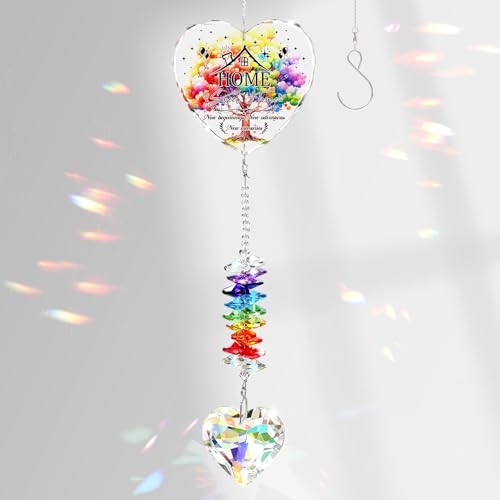 Ornalrist Glass Housewarming Suncatcher Gifts for Family Couples New Home Gift Ideas for Women Men Unique House Warming Gifts Crystal Hanging Heart Rainbow Maker Keepsake Home Garden Decor