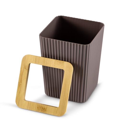 Image of Freelance Portofino ABS Dustbin for Home, Chocolate - Open Tabetop /Counter Top Table Bin - For Kitchen /Bathroom /Bedroom /Office /Washroom /Toilet - Small Size Garbage /Waste /Dust Bins /Dust Bin /Trash Can