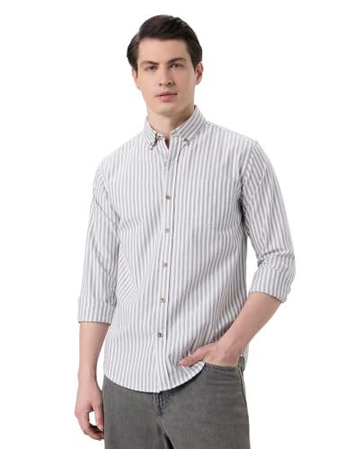 Image of Symbol Premium Mens Striped Oxford Smart Casual Shirt | 100% Cotton | Button-Down Collar | Regular Fit