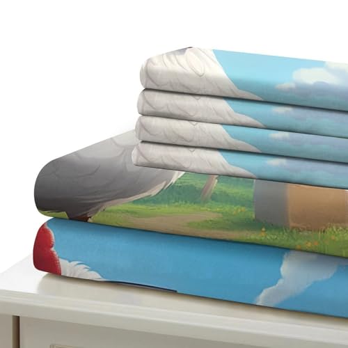 Housse de couette poulet rigolo 3D microfibre King 220x240cm