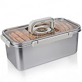 Gifhomfix Bread Box Airtight 304 Stainless Steel Bread Container, Dishwasher Safe Bread Storage for Homemade Bread, Time Recording Bread Storage Container with Lid and Handle