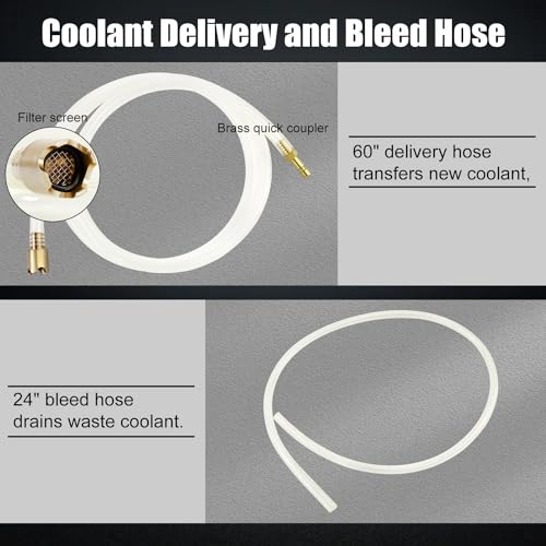 Image of Coolant Vacuum Refill Kit, Cooling System Radiator Vacuum Purge & Fill Tool Kit, Automotive Coolant Filler with Universal Adapter Hoses for Car Motorcycle Truck Airlift Use Black