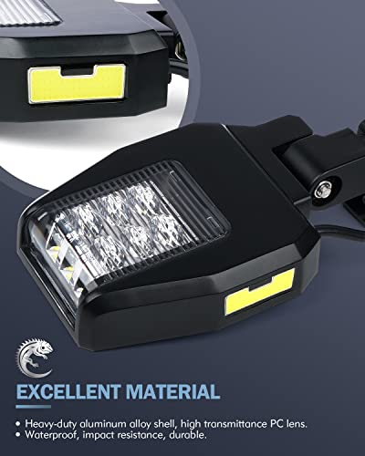 Lupar Utv Led Side Mirror With Puddle Light Aluminum Side Rear View Mirrors Fit 1.65"-2" Roll Cage Bar For Side By Side Polaris Rzr Pioneer Can-Am Kawasaki Teryx Mule Yamaha Rhino Wolverine Teryx Mule #TOP3