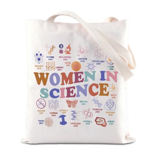 TSOTMO Women In Science Tote Bag Feminism Gift Lab Week Gift STEM Education Gift Women Scientist Shopping Bag (In Science)