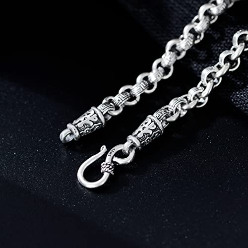Cekama Men's 925 Sterling Silver Bracelet Thick Vintage Fashion Rolo Chain Bracelet For Men & Boys 8 Inches #TOP2