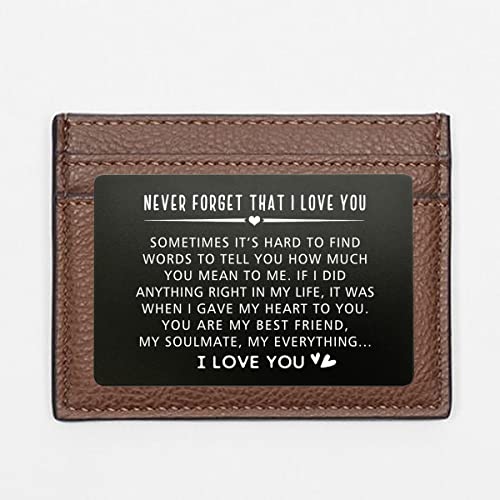 Never Forget That I Love You, Anniversary Gift, Birthday Gift for Husband, Engraved Insert Cards, Husband Birthday Gift, Wallet Insert Card, Gift for Him, Father's Day3
