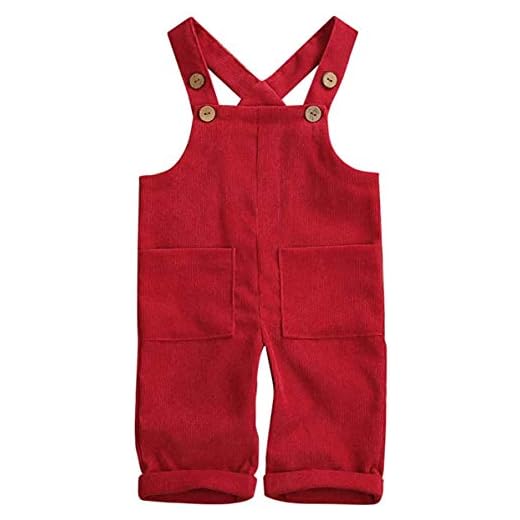 Monos de niña para niños pequeños, sin Mangas, Ajustables, de Color sólido, con Tirantes, Peto, Pantalones de Otoño Invierno, Cintura (Red,1-2 Años)