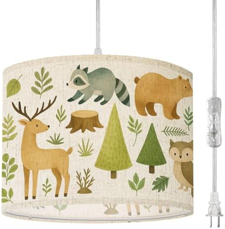 Boho Plug in Pendant Light Watercolor Forest Animal Clipart Cute ...