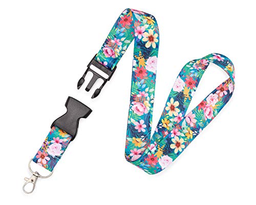 Floral Neck Lanyard For Women With Metal Clasp And Detachable Buckle - Office And School - Keychain, Id Badge Holder, Keys, Cards, Wallet, Usb, And Lightweight Accessories - Cute, Pretty, Fashion #TOP1