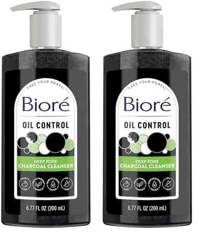 Biore Deep Pore Charcoal Cleanser, 200 ml (Pack of 2)