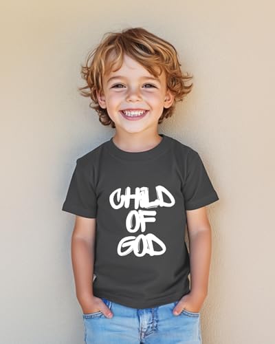 Image of Christian T-Shirts Child of God Shirt Kids Toddler Cute Girls Boys Short Sleeve Tops Graphic I'm A Child of God Tee 2-8 Years