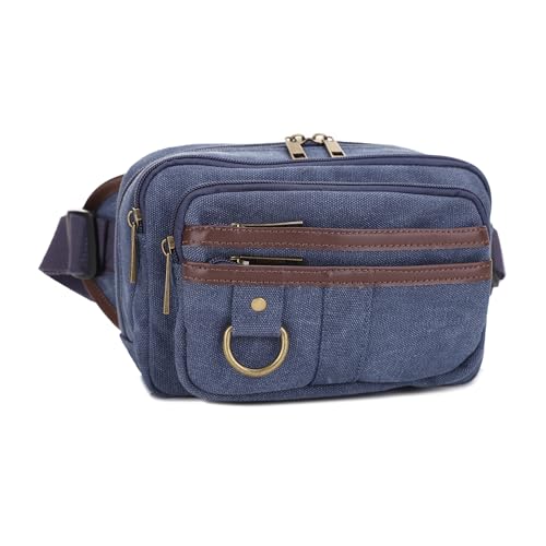JESSIE & JAMES Klamath Canvas Concealed Carry Belt Bag, Adjustable Crossbody Fanny Packs for Men Women (Blue)