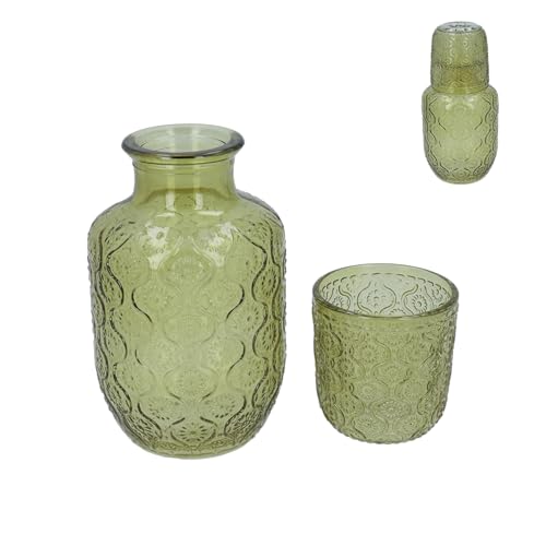 Gisela Graham Water Carafe and Glass Set, Green Glass