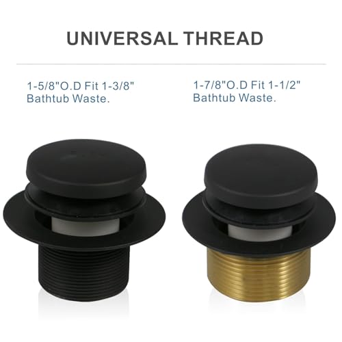 image for Black Tub Drain Tip-Toe Tub Trim Set Conversion Kit Assembly, Hidrop B