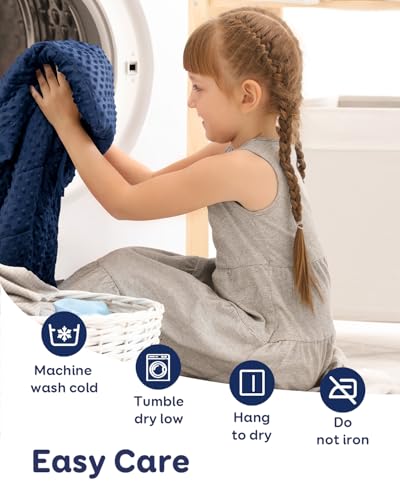 Image of Kivik 3lb Weighted Blanket, Washable Heavy Throw Blankets, 3 Pounds Weight Small Comforter for 5 6 7 8 9 Year Old, Soft Cooling Minky Material, Gifts for Sleep & School Calm, 36 x 48 inches, Navy Blue