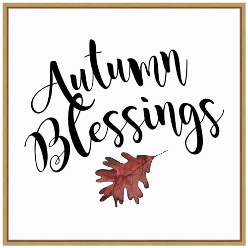 Amanti Art Framed Canvas Wall Art 30x30 Autumn Blessings Portfolio, Framed Wall Art Canvas, Typography Artwork, Modern Decor, Large Poster Painting for Living Room, Bedroom, Bathroom,