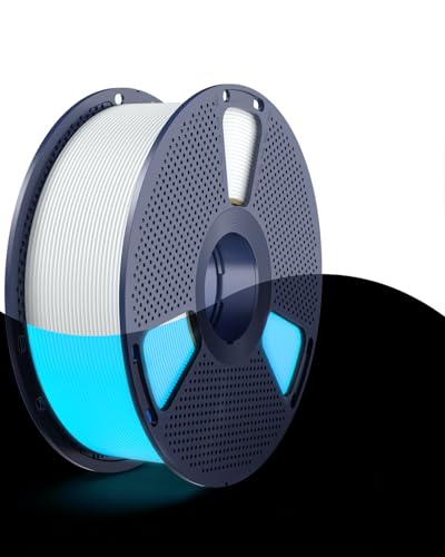 Image of SUNLU Glow in the Dark PLA Filament 1.75mm, Luminous PLA 3D Printer Filament, Long-Lasting Brightness & High Toughness, 1kg Spool (2.2lbs), Fits Most FDM Printers, White PLA, Glow Blue