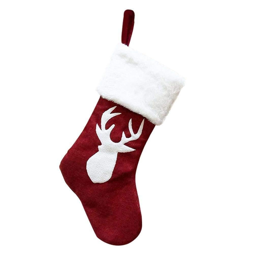DieffematicSDW Świąteczna skarpeta Christmas pończochy 18-calowy poroże, płatek śniegu z len i klasyczne duże skarpetki. (Color : Style 1)