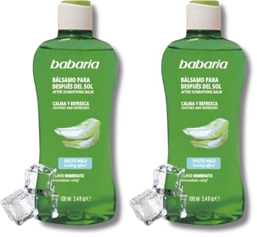 Babaria - After Sun Aloe Vera Formato Viaje 100ml Efecto Hielo | Crema despues del sol | Aftersun | Textura ligera y de rápida absorción | Vegano (Paquete de 2)