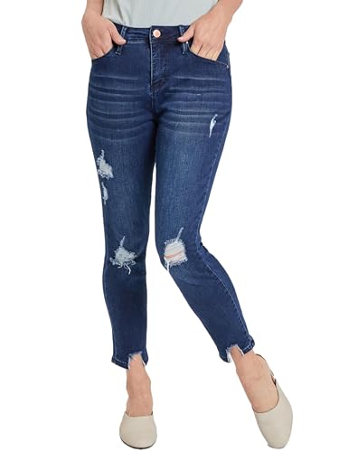 Royalty For Me Womens YMI Jeans Women's High Rise Ankle Jean with Destructed Hem