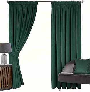 Silverthorn Tex MONTREAL  SOFT LUXURY VELOUR CURTAINS  LINED TAPE TOP CURTAINS (Green, Cushion Case 46 x 46cm)