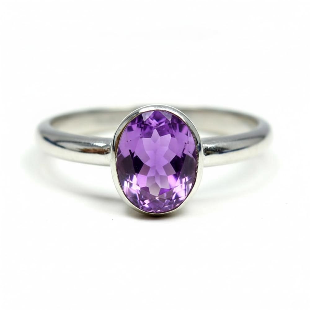 Bague améthyste naturelle argent 925 astrologie naissance taille 67 - 8