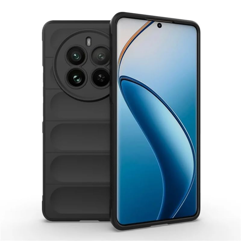 Image of Back Case Cover for Realme 12 Plus 5G, Compatible for Realme 12 Plus 5G Back Case Cover,Matte Case with Inner Lining, Liquid Silicon Magic Case with Camera Protection (TPU, Black)