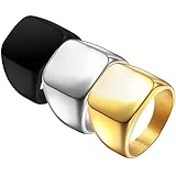 Clepsidra® Set 3 Anillo Cuadrado. Anillos Hombre Acero Inoxidable. Anillos de Mujer. Anillos para Regalos. Anillos Acero...